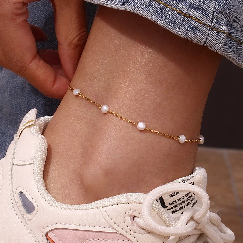 Modern Pearl Fußkette